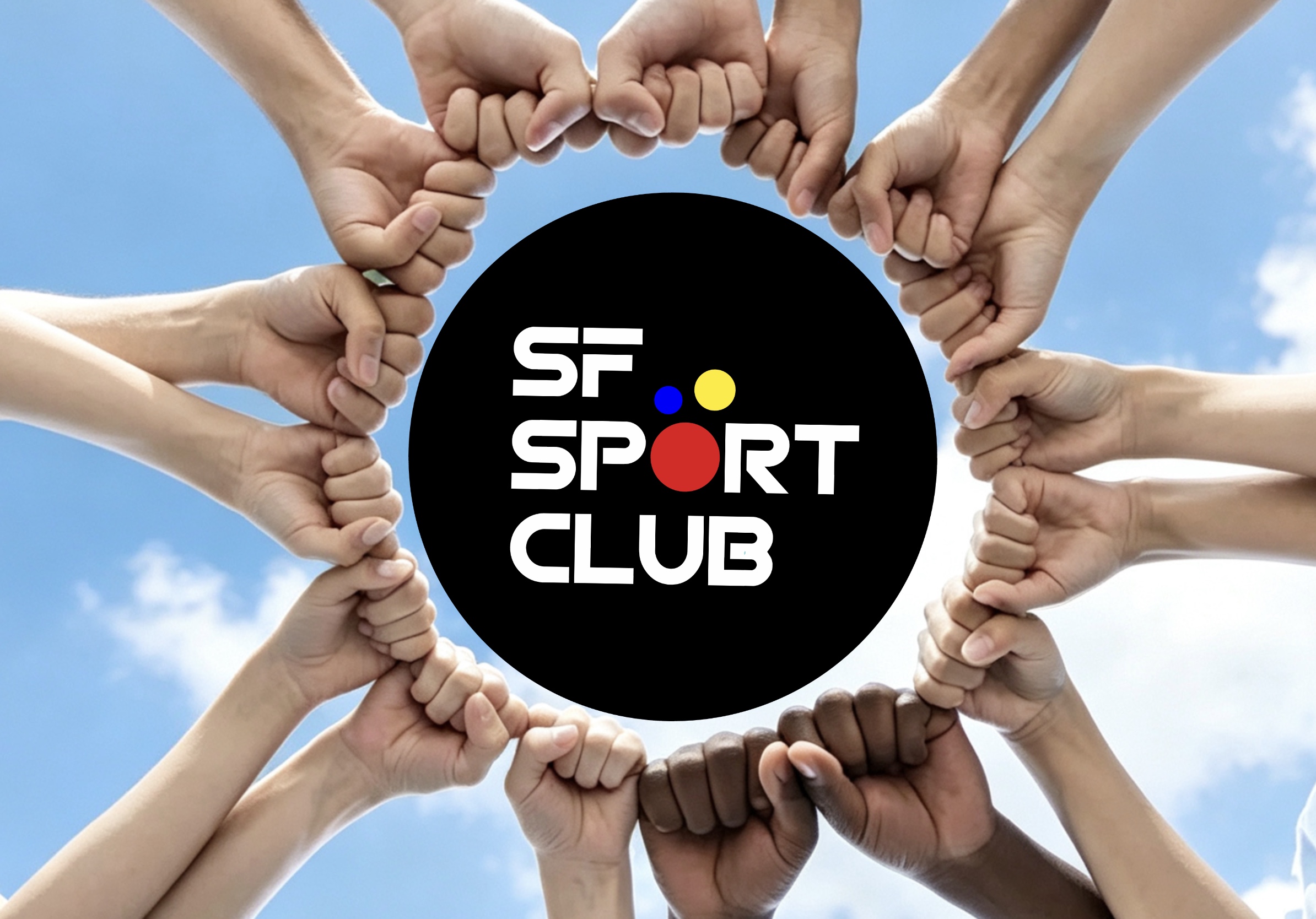 SF Sport Club community — figures joined in a circle around the club logo